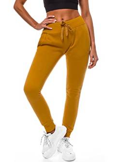 OZONEE Damen Jogginghose Hose Trainingshose Sporthose Freizeithose Motiv Damenhose Fitnesshose Sweathose Sweatpants Joggpants Fußballhose 777/7003S Camel L von OZONEE