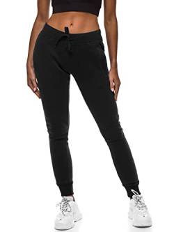 OZONEE Damen Jogginghose Hose Trainingshose Sporthose Freizeithose Motiv Damenhose Fitnesshose Sweathose Sweatpants Joggpants Fußballhose 777/7003S SCHWARZ M von OZONEE