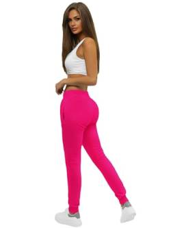 OZONEE Damen Jogginghose Hose Trainingshose Sporthose Freizeithose Motiv Damenhose Fitnesshose Sweathose Sweatpants Joggpants Fußballhose 777/8280S ROSA L von OZONEE