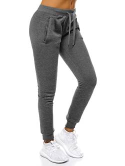 OZONEE Damen Jogginghose Hose Trainingshose Sporthose Freizeithose Motiv Damenhose Fitnesshose Sweathose Sweatpants Joggpants Fußballhose JS/CK01 DUNKELGRAU M von OZONEE