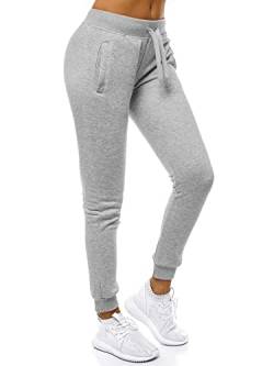 OZONEE Damen Jogginghose Hose Trainingshose Sporthose Freizeithose Motiv Damenhose Fitnesshose Sweathose Sweatpants Joggpants Fußballhose JS/CK01 GRAU L von OZONEE