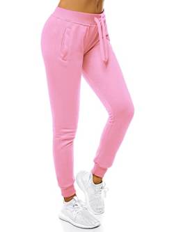 OZONEE Damen Jogginghose Hose Trainingshose Sporthose Freizeithose Motiv Damenhose Fitnesshose Sweathose Sweatpants Joggpants Fußballhose JS/CK01 Hellrosa XL von OZONEE