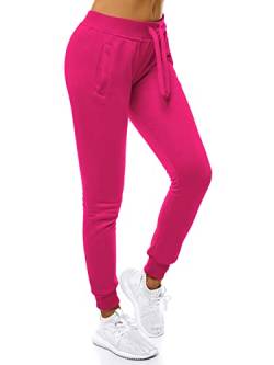 OZONEE Damen Jogginghose Hose Trainingshose Sporthose Freizeithose Motiv Damenhose Fitnesshose Sweathose Sweatpants Joggpants Fußballhose JS/CK01 ROSA M von OZONEE