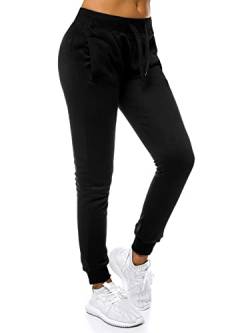 OZONEE Damen Jogginghose Hose Trainingshose Sporthose Freizeithose Motiv Damenhose Fitnesshose Sweathose Sweatpants Joggpants Fußballhose JS/CK01 SCHWARZ M von OZONEE