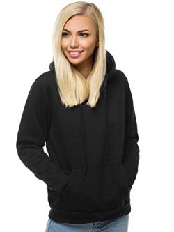 OZONEE Damen Kapuzenpullover Sweatjacke Sweatshirt Farbvarianten Kapuzenjacke Kapuzenpulli Kapuze Langarm Hoodie Sport Style Casual Fitness Basic Training 777/7175B SCHWARZ M von OZONEE