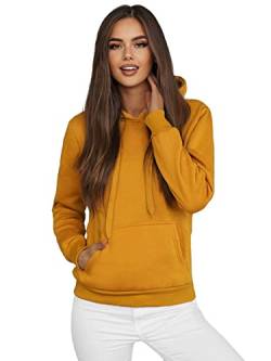 OZONEE Damen Kapuzenpullover Sweatjacke Sweatshirt Farbvarianten Kapuzenjacke Kapuzenpulli Kapuze Langarm Hoodie Sport Style Casual Fitness Training Basic 777/2128B/26 Camel S von OZONEE