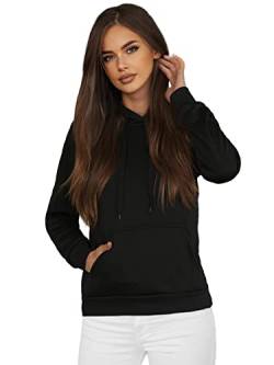 OZONEE Damen Kapuzenpullover Sweatjacke Sweatshirt Farbvarianten Kapuzenjacke Kapuzenpulli Kapuze Langarm Hoodie Sport Style Casual Fitness Training Basic 777/2128B SCHWARZ L von OZONEE