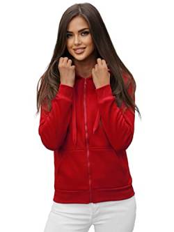 OZONEE Damen Kapuzenpullover Sweatjacke Sweatshirt Farbvarianten Kapuzenjacke Kapuzenpulli Langarm Kapuze Hoodie Sport Style Casual Fitness Basic Training 777/1618B DUNKELROT L von OZONEE