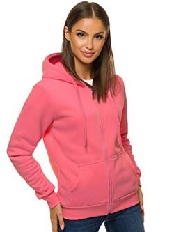 OZONEE Damen Kapuzenpullover Sweatjacke Sweatshirt Farbvarianten Kapuzenjacke Kapuzenpulli Langarm Kapuze Hoodie Sport Style Casual Fitness Basic Training 777/2106B ROSA M von OZONEE