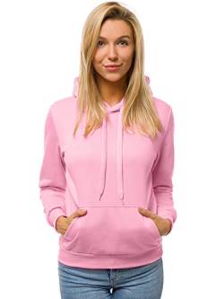 OZONEE Damen Kapuzenpullover Sweatjacke Sweatshirt Farbvarianten Kapuzenjacke Kapuzenpulli Langarm Kapuze Hoodie Sport Style Casual Fitness Basic Training 777/2901B PUDERROSA S von OZONEE