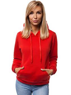 OZONEE Damen Kapuzenpullover Sweatjacke Sweatshirt Farbvarianten Kapuzenjacke Kapuzenpulli Langarm Kapuze Hoodie Sport Style Casual Fitness Basic Training 777/2901B ROT L von OZONEE