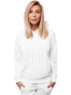 OZONEE Damen Kapuzenpullover Sweatjacke Sweatshirt Farbvarianten Kapuzenjacke Kapuzenpulli Langarm Kapuze Hoodie Sport Style Casual Fitness Basic Training 777/2901B WEIẞ L von OZONEE