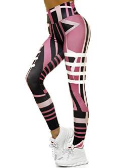 OZONEE Damen Leggings Leggins Lang Sportleggings Baumwolle Blickdicht High Waist Hüfthoch Hohe Taille Hochbund Knöchellang Sport Unifarbe Einfarbig O/D0010 Hellrosa L von OZONEE