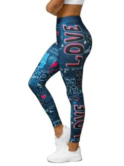 OZONEE Damen Leggings Leggins Lang Sportleggings Baumwolle Blickdicht High Waist Hüfthoch Hohe Taille Hochbund Sport Knöchellang Unifarbe Einfarbig 777/1468S Indigo L von OZONEE