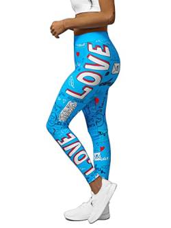 OZONEE Damen Leggings Leggins Lang Sportleggings Baumwolle Blickdicht High Waist Hüfthoch Hohe Taille Hochbund Sport Knöchellang Unifarbe Einfarbig 777/8586S BLAU M von OZONEE