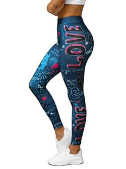 OZONEE Damen Leggings Leggins Lang Sportleggings Baumwolle Blickdicht High Waist Hüfthoch Hohe Taille Hochbund Sport Knöchellang Unifarbe Einfarbig 777/8586S Indigo M von OZONEE