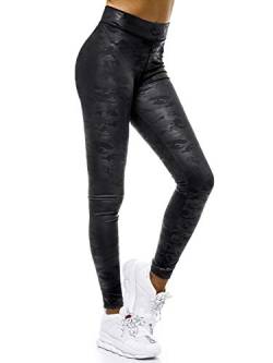 OZONEE Damen Leggings Leggins Lang Sportleggings Baumwolle Blickdicht High Waist Hüfthoch Hohe Taille Sport Hochbund Knöchellang Unifarbe Einfarbig O/490 SCHWARZ-CAMO M von OZONEE