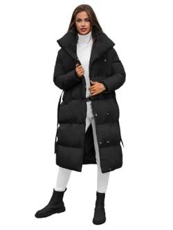 OZONEE Damen Mantel Wintermantel Winterjacke Jacke Parka Übergangsjacke Coat Wärmemantel Wärmejacke Winter Herbst Lang Warm Stehkragen Outdoor Gepolstert 777/5843K/392 SCHWARZ XL von OZONEE