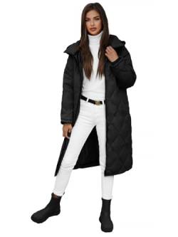 OZONEE Damen Mantel Wintermantel Winterjacke Jacke Parka Übergangsjacke Coat Wärmemantel Wärmejacke Winter Herbst Lang Warm Stehkragen Outdoor Gepolstert 777/9287K/392 SCHWARZ S von OZONEE