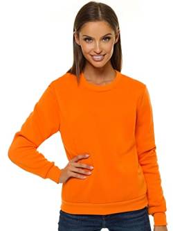 OZONEE Damen Sweatshirt Pullover Langarm Farbvarianten Langarmshirt Pulli ohne Kapuze Baumwolle Baumwollemischung Classic Basic Rundhals-Ausschnitt Sport 777/4160B ORANGE S von OZONEE