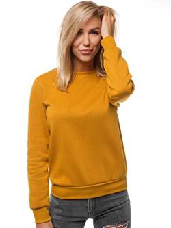 OZONEE Damen Sweatshirt Pullover Langarm Farbvarianten Oversized Langarmshirt Pulli ohne Kapuze Baumwolle Baumwollmischung Classic Basic Rundhals-Ausschnitt Sport JS/W01 Camel M von OZONEE