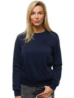 OZONEE Damen Sweatshirt Pullover Langarm Farbvarianten Oversized Langarmshirt Pulli ohne Kapuze Baumwolle Baumwollmischung Classic Basic Rundhals-Ausschnitt Sport JS/W01 DUNKELBLAU L von OZONEE