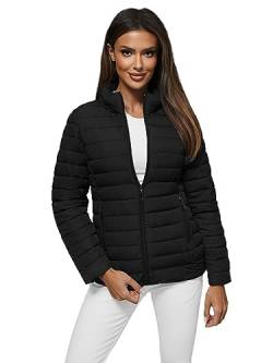 OZONEE Damen Übergangsjacke Regenjacke Jacke Übergang Jacken Herbst Bomberjacke Stehkragen Kapuze Steppjacke Kapuzenjacke Leichte Outdoor Puffer Jacket Gepolstert JS/16M9109Z/392 SCHWARZ M von OZONEE