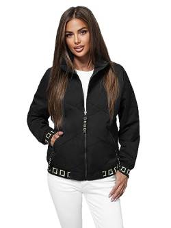 OZONEE Damen Übergangsjacke Regenjacke Jacke Übergang Jacken Herbst Bomberjacke Stehkragen Kapuze Steppjacke Kapuzenjacke Leichte Outdoor Puffer Jacket Gepolstert JS/5M3161Z/392 SCHWARZ XL von OZONEE