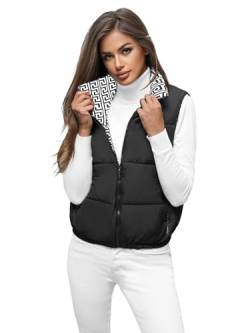 OZONEE Damen Weste Steppweste Kapuze Vest Ärmellos Jacke Übergangs Daunenweste Damenweste Steppweste Sportweste Übergangsjacke Bodywarmer Längere Outdoor 777/5853KA/392 SCHWARZ L von OZONEE