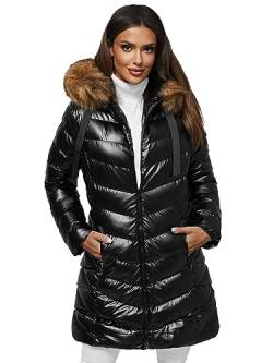 OZONEE Damen Winterjacke Jacke Winter Farbvarianten Übergangsjacke Warm Bomberjacke Steppjacke Wintermantel Daunenjacke Leichte Outdoor Puffer Jacket Übergangs 777/2216K/392B SCHWARZ-BRAUN XL von OZONEE