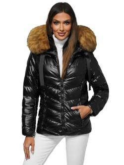 OZONEE Damen Winterjacke Jacke Winter Farbvarianten Übergangsjacke Warm Bomberjacke Steppjacke Wintermantel Daunenjacke Leichte Outdoor Puffer Jacket Übergangs JS/5M3138Z/392B SCHWARZ-BRAUN S von OZONEE