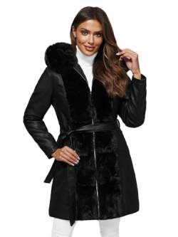 OZONEE Damen Winterjacke Jacke Winter Farbvarianten Warm Bomberjacke Steppjacke Wintermantel Kunstfell Daunenjacke Leichte Outdoor Puffer Jacket Gepolstert 777/2980K SCHWARZ M von OZONEE