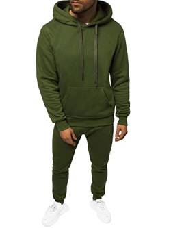 OZONEE Herren 2-Teilig Set Kapuzenpullover + Jogginghose Jogginganzug Sweatjacke Trainingshose Trainingsanzug Sportanzug Freizeitanzug Sport Anzug Tracksuit Fitnessanzug 777/3164DR/29 Khaki M von OZONEE