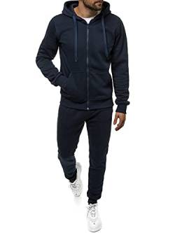 OZONEE Herren 2-Teilig Set Kapuzenpullover + Jogginghose Jogginganzug Sweatjacke Trainingshose Trainingsanzug Sportanzug Freizeitanzug Sport Anzug Tracksuit Fitnessanzug 777/9120DR/25 DUNKELBLAU L von OZONEE