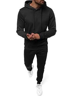 OZONEE Herren 2-Teilig Set Kapuzenpullover + Jogginghose Jogginganzug Sweatjacke Trainingshose Trainingsanzug Sportanzug Freizeitanzug Sport Anzug Tracksuit Fitnessanzug JS/68C10381Z/3 SCHWARZ XXL von OZONEE