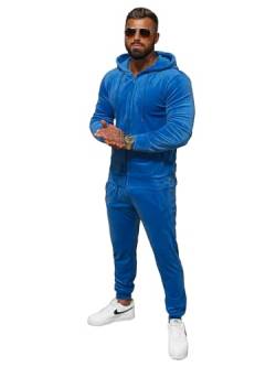 OZONEE Herren 2-Teilig Set Kapuzenpullover + Jogginghose Jogginganzug Sweatjacke Trainingshose Trainingsanzug Sportanzug Freizeitanzug Sport Anzug Tracksuit Fitnessanzug JS/8C1169Z/17 BLAU XXL von OZONEE