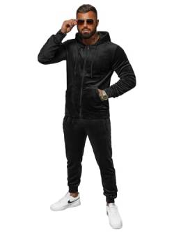 OZONEE Herren 2-Teilig Set Kapuzenpullover + Jogginghose Jogginganzug Sweatjacke Trainingshose Trainingsanzug Sportanzug Freizeitanzug Sport Anzug Tracksuit Fitnessanzug JS/8C1169Z/3 SCHWARZ L von OZONEE