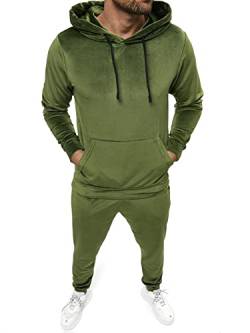 OZONEE Herren 2-Teilig Set Sweatshirt + Jogginghose Jogginganzug Pullover Trainingshose Trainingsanzug Sportanzug Freizeitanzug Sport Anzug Tracksuit Fitnessanzug O/12131Z Khaki L von OZONEE