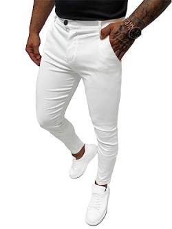 OZONEE Herren Chino Hose Chinos Stoffhose Chinohose Anzughose Anzug Herrenhose Röhrenhose Pants Elegant Business Slim Fit Regular Klassisch Classic Basic O/P4049Z Ecru M von OZONEE