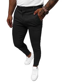 OZONEE Herren Chino Hose Chinos Stoffhose Chinohose Anzughose Anzug Herrenhose Röhrenhose Pants Elegant Business Slim Fit Regular Klassisch Classic Basic O/P4049Z SCHWARZ M von OZONEE