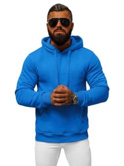 OZONEE Herren Hoodie Sweatjacke Kapuzenpullover Sweatshirt Farbvarianten Kapuzenjacke Kapuzenpulli mit Reißverschluss Langarm Sport Style Casual Fitness Training Basic 777/948B BLAU M von OZONEE