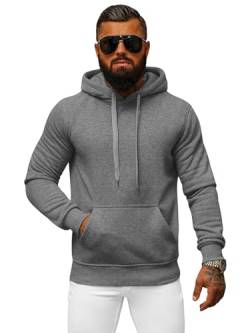 OZONEE Herren Hoodie Sweatjacke Kapuzenpullover Sweatshirt Farbvarianten Kapuzenjacke Kapuzenpulli mit Reißverschluss Langarm Sport Style Casual Fitness Training Basic 777/948B DUNKELGRAU L von OZONEE