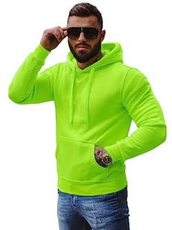 OZONEE Herren Hoodie Sweatjacke Kapuzenpullover Sweatshirt Farbvarianten Kapuzenjacke Kapuzenpulli mit Reißverschluss Langarm Sport Style Casual Fitness Training Basic 777/948B GRÜN-NEON L von OZONEE