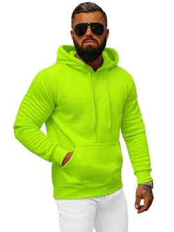 OZONEE Herren Hoodie Sweatjacke Kapuzenpullover Sweatshirt Farbvarianten Kapuzenjacke Kapuzenpulli mit Reißverschluss Langarm Sport Style Casual Fitness Training Basic 777/948B GRÜN-NEON M von OZONEE