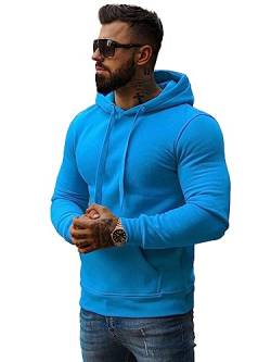 OZONEE Herren Hoodie Sweatjacke Kapuzenpullover Sweatshirt Farbvarianten Kapuzenjacke Kapuzenpulli mit Reißverschluss Langarm Sport Style Casual Fitness Training Basic 777/948B HIMMELBLAU L von OZONEE