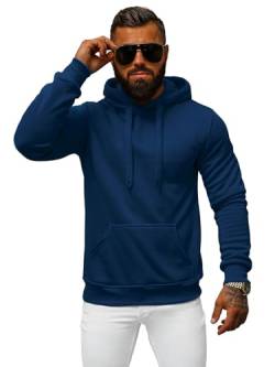 OZONEE Herren Hoodie Sweatjacke Kapuzenpullover Sweatshirt Farbvarianten Kapuzenjacke Kapuzenpulli mit Reißverschluss Langarm Sport Style Casual Fitness Training Basic 777/948B Indigo XL von OZONEE