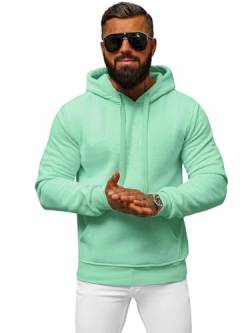 OZONEE Herren Hoodie Sweatjacke Kapuzenpullover Sweatshirt Farbvarianten Kapuzenjacke Kapuzenpulli mit Reißverschluss Langarm Sport Style Casual Fitness Training Basic 777/948B PFEFFERMINZ M von OZONEE