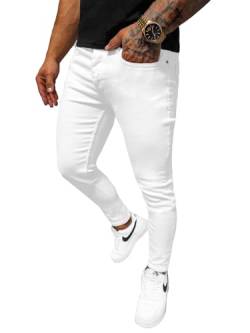 OZONEE Herren Jeans Hose Herrenjeans Jeanshose Skinny Röhrenjeans Biker Stretch Regular Slim Fit Straight Sportjeans Herrenhose Denim Baumwolle Baumwollmischung E/5348Z/01 WEIß 32 von OZONEE