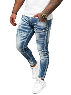 OZONEE Herren Jeans Hose Herrenjeans Jeanshose Skinny Röhrenjeans Biker Stretch Regular Slim Fit Straight Sportjeans Herrenhose Denim Baumwolle Baumwollmischung O/BC1068Z/1 BLAU 34 von OZONEE