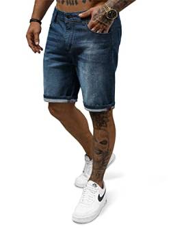 OZONEE Herren Jeans Shorts Bermuda Hose Kurz Herrenjeans Jeanshose Stretch Regular Fit Bermudashorts Freizeitshorts Freizeithose Kneelang Straight Sportjeans 777/2817S DUNKELBLAU 30 von OZONEE